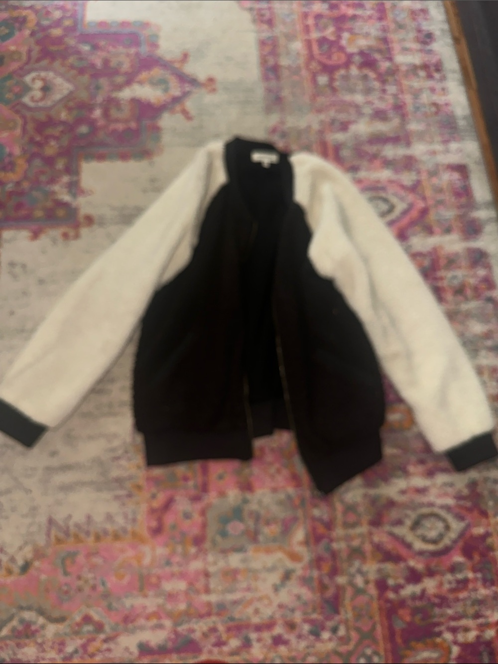 Two-Tone Black and Cream Bomber Jacket